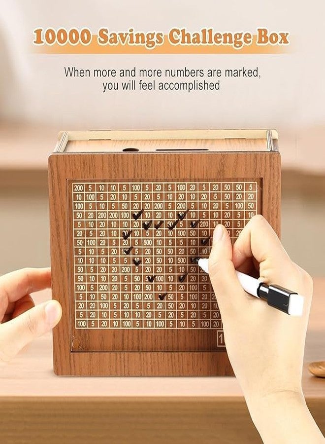 RAAHA Wooden Money Savings Box with Goal Tracker Chart, ₹1,00,000 Target Amount, Cash Collection Bank for Kids and Adults - Image 3